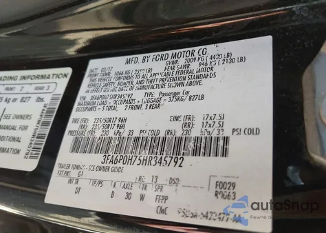 2017 Ford Fusion Se z USA, uszkodzony, nr VIN 3FA6P0H75HR345792